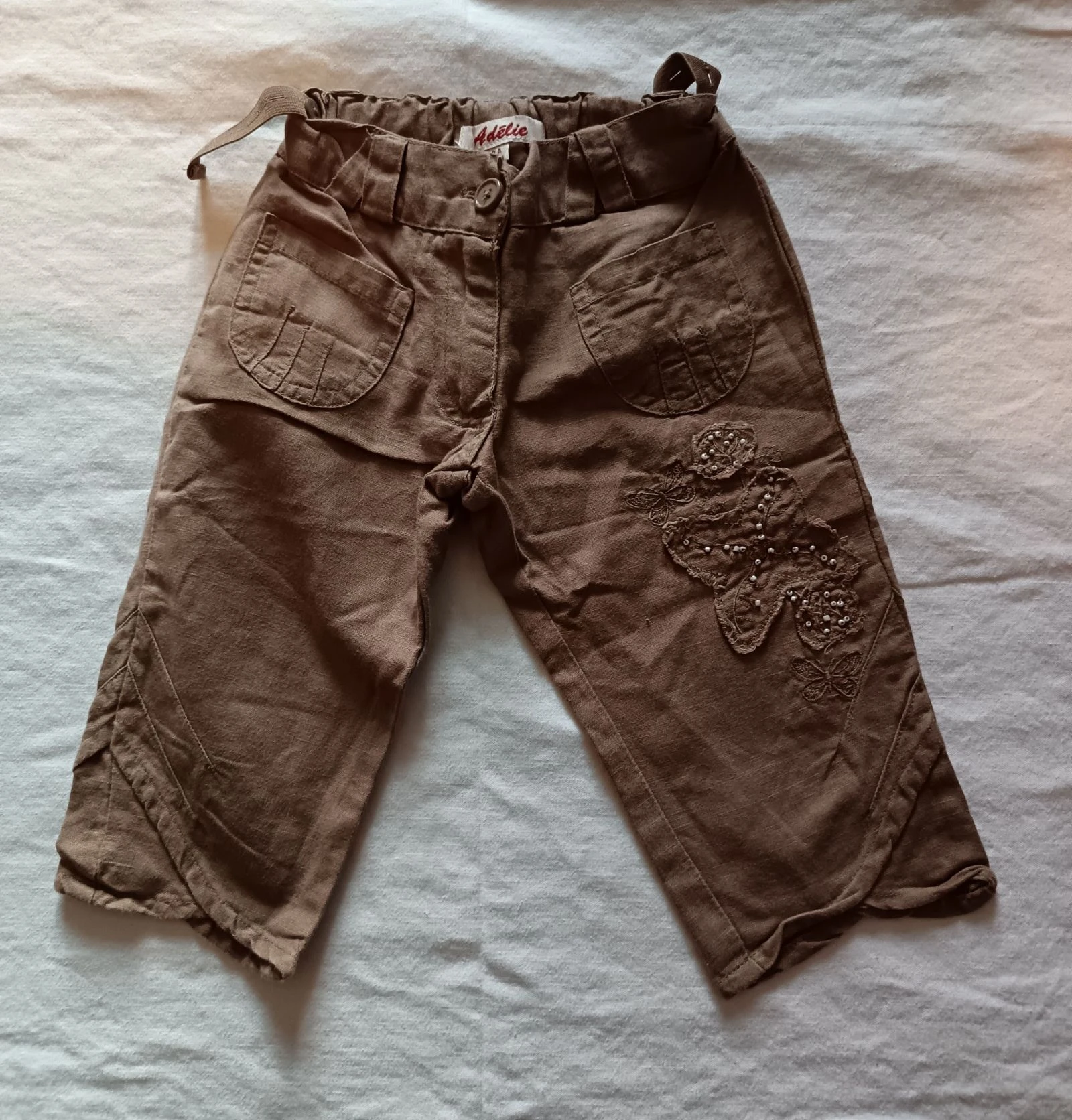 Calça corsária marrom Adélie bordada com miçangas tamanho 2 anos – photo 5